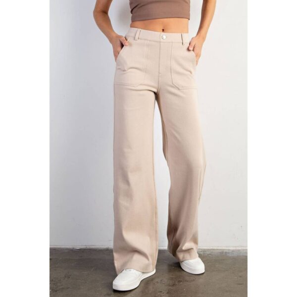 COTTON STRETCH TWILL WIDE PANTS