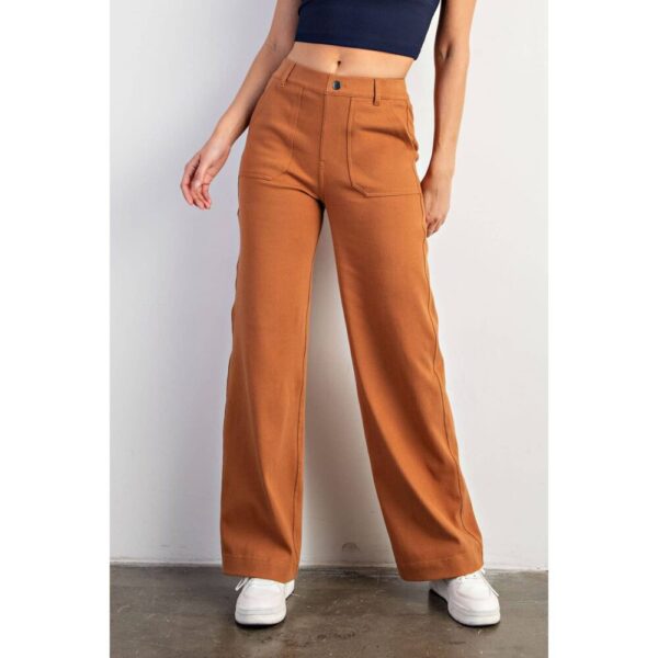 COTTON STRETCH TWILL WIDE PANTS