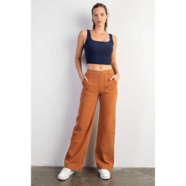 COTTON STRETCH TWILL WIDE PANTS