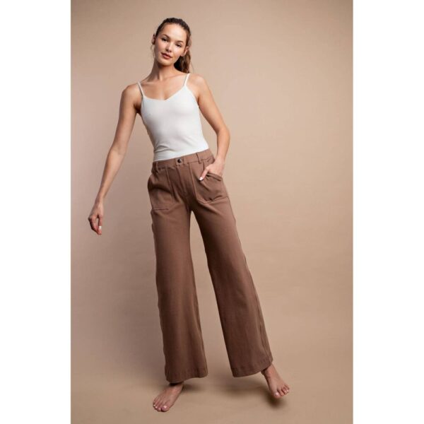 COTTON STRETCH TWILL WIDE PANTS