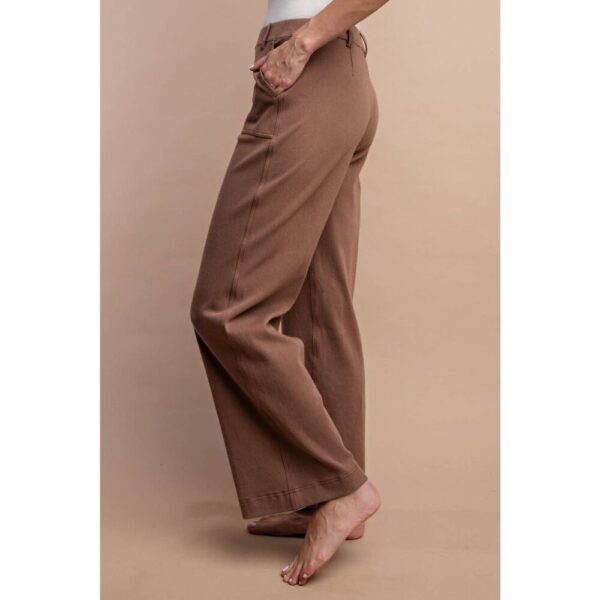 COTTON STRETCH TWILL WIDE PANTS