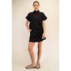 RAYA MODAL SCUBA QUARTER ZIP SHORT SLEEVE TOP