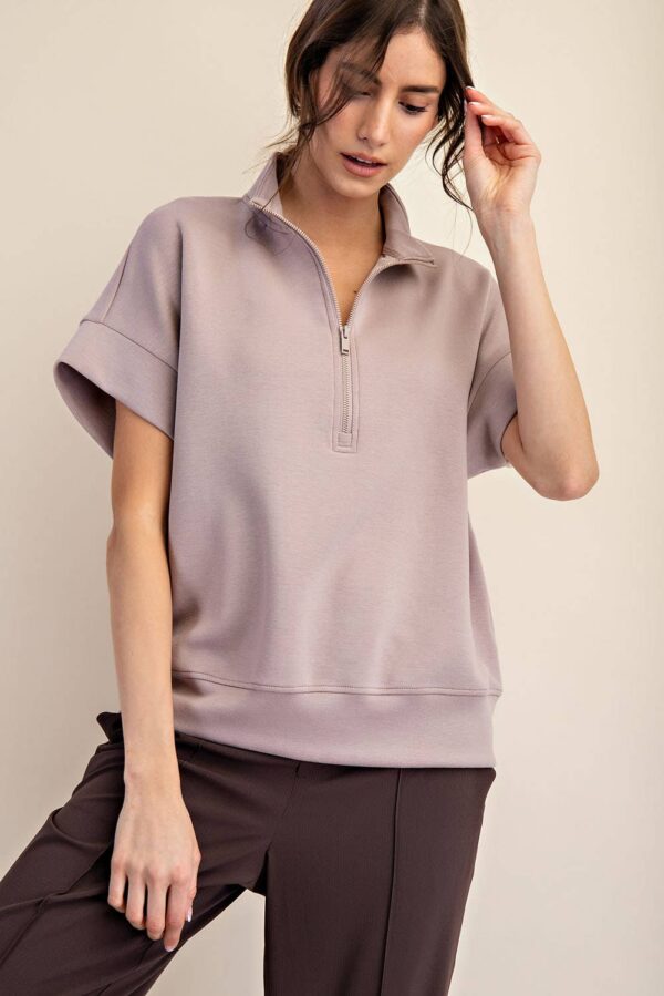 RAYA MODAL SCUBA QUARTER ZIP SHORT SLEEVE TOP