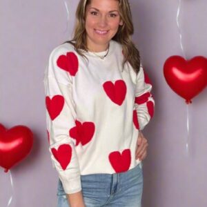 FUZZY HEART SWEATER