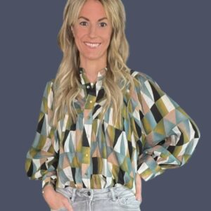 ARTEMIS GEOMETRIC LONG SLEEVE TOP