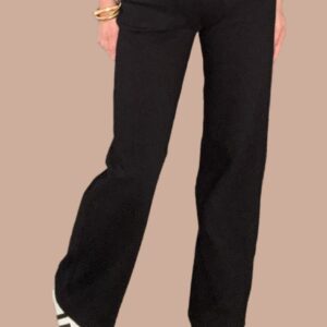 MIDNIGHT COTTON STRETCH TWILL WIDE PANTS