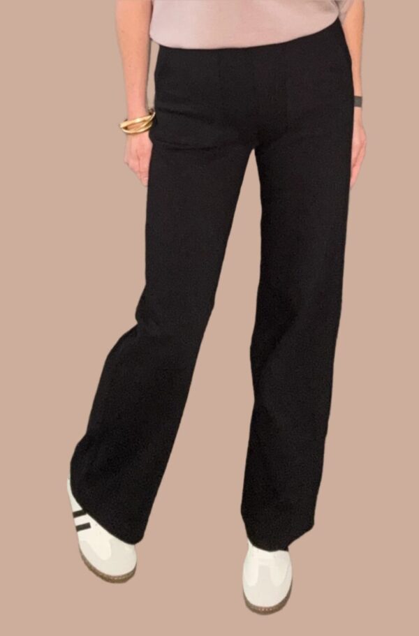 MIDNIGHT COTTON STRETCH TWILL WIDE PANTS