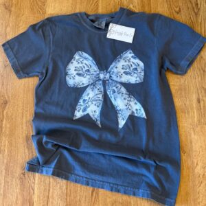 Coquette Blue Floral Bow Comfort Colors Graphic Tee