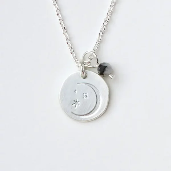 Stone Intention Charm Necklace – Moonstone/Silver