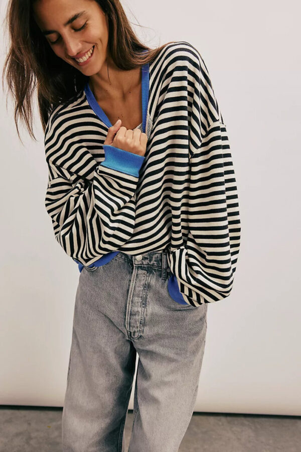 We The Free People Classic Striped Oversized Crew