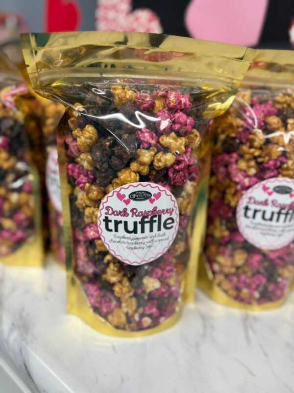 Dark chocolate Raspberry Truffle Popcorn – Valentine’s