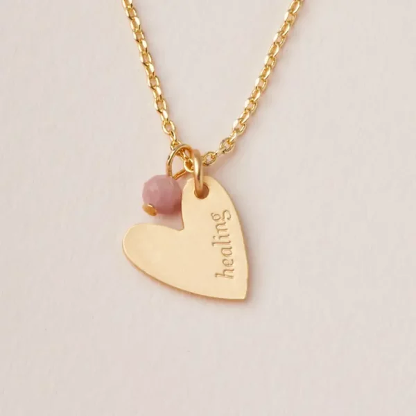 Stone Intention Charm Necklace – Rhodonite/Gold (Copy)