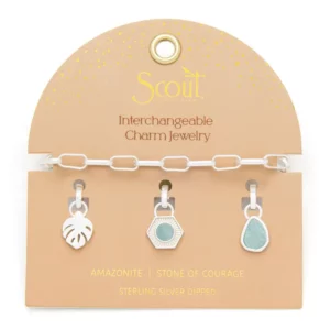 Interchangeable Charm Bracelet – Amazonite/Courage/Silver