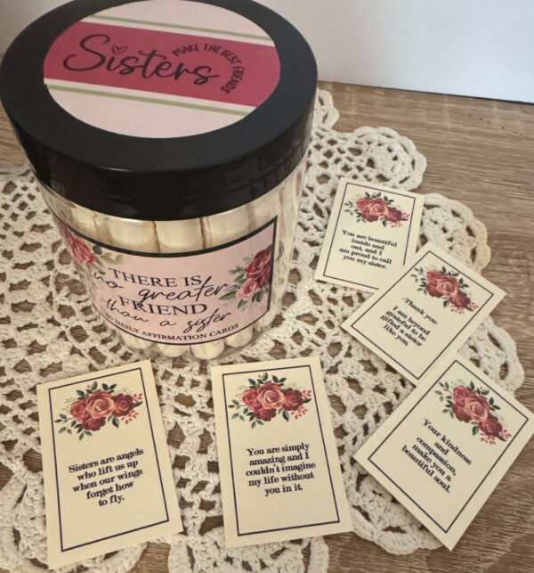 Sister Affirmation jar with 60 Inspirational Quotes