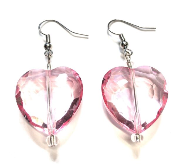 Handmade Pink Glass Heart Earrings Women Valentine’s Day Gift