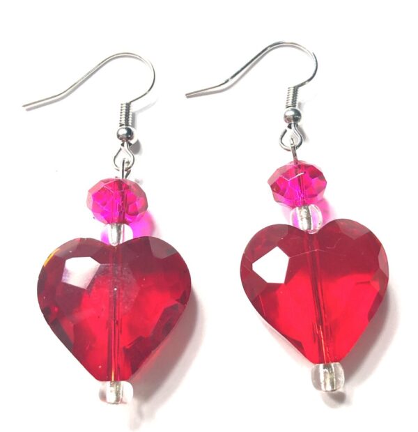 Handmade Women’s Red & Pink Heart Valentine’s Day Earrings