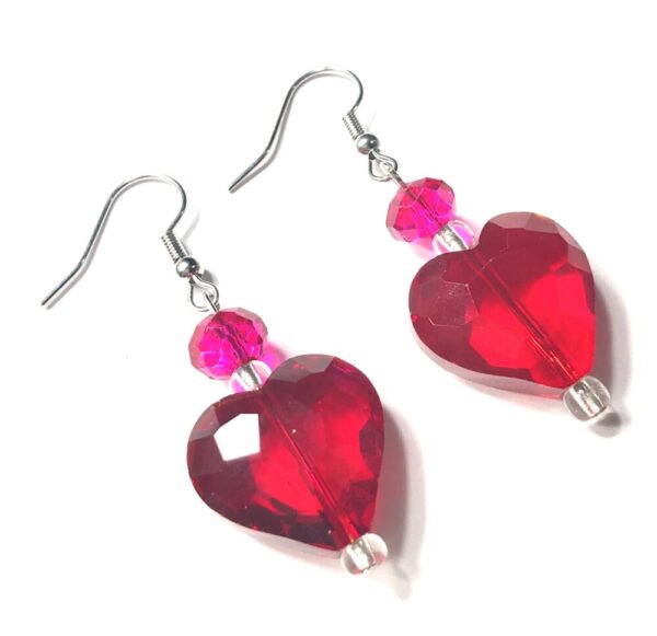 Handmade Women’s Red & Pink Heart Valentine’s Day Earrings