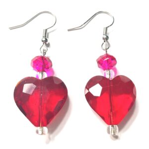 Handmade Women’s Red & Pink Heart Valentine’s Day Earrings