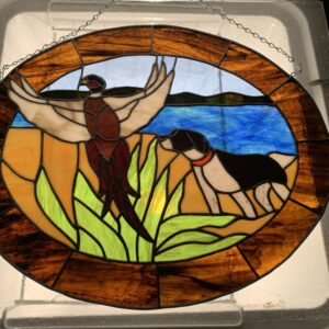 Pointer and Pheasant Stained Glass