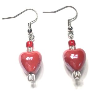 Handmade Women’s Red Heart Earrings