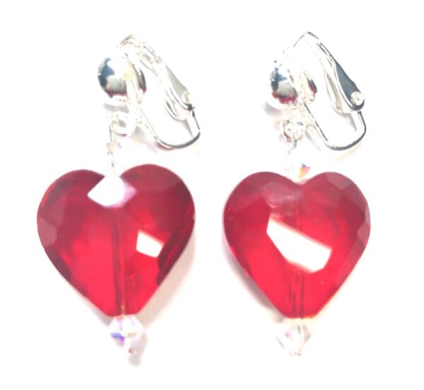 Handmade Women’s Red Heart Clip-On Earrings