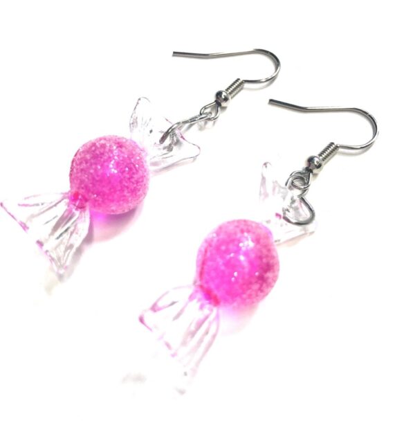 Handmade Pink Candy Wrapper Valentine’s Day Women’s Earrings