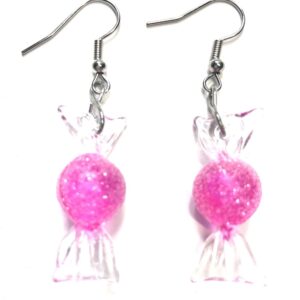 Handmade Pink Candy Wrapper Valentine’s Day Women’s Earrings