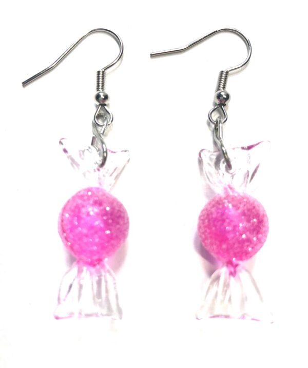 Handmade Pink Candy Wrapper Valentine’s Day Women’s Earrings