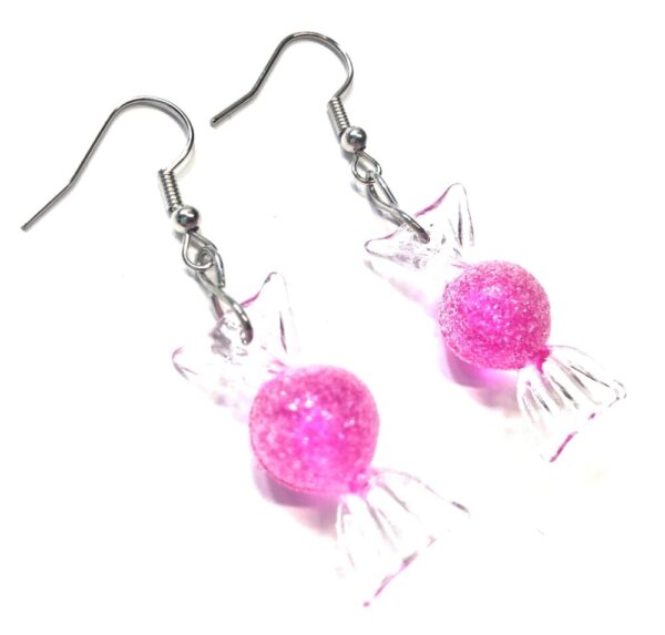 Handmade Pink Candy Wrapper Valentine’s Day Women’s Earrings