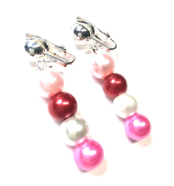 Handmade Women’s Pink Red & White Clip-On Valentine’s Earrings