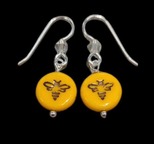 Bumble bee earrings with sterling silver earwires