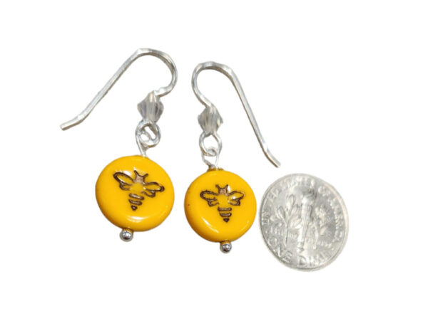 Bumble bee earrings with sterling silver earwires