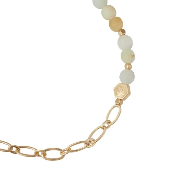 Mini Stone W/Chain Stacking Bracelet – Amazonite/Gold