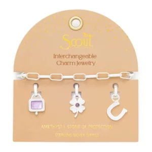 Interchangeable Charm Bracelet – Amethyst/Protection/Silver