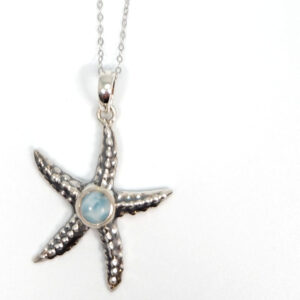 Larimar Starfish and sterling silver necklace