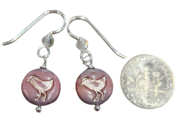 Pastel Bird earrings –Czech glass beads with sterling silver