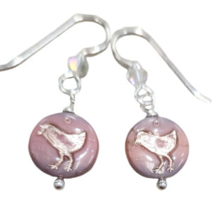 Pastel Bird earrings –Czech glass beads with sterling silver