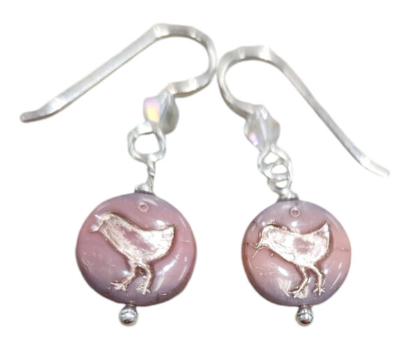 Pastel Bird earrings –Czech glass beads with sterling silver