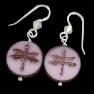 Dragonfly earrings in light purple