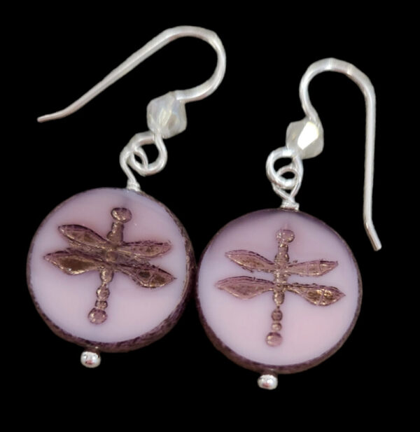 Dragonfly earrings in light purple