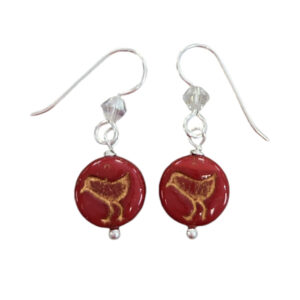 Red bird Earrings – Czech glass and sterling silver