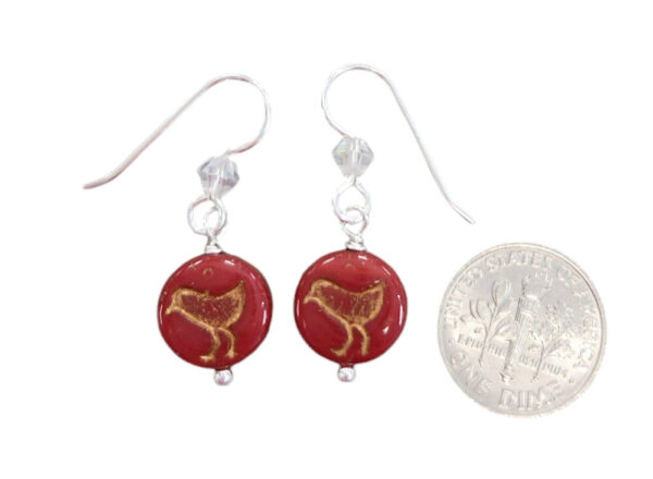 Red bird Earrings – Czech glass and sterling silver