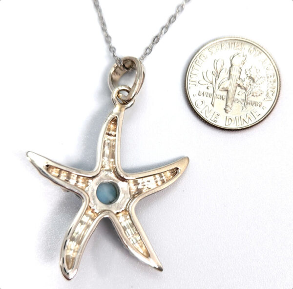 Larimar Starfish and sterling silver necklace