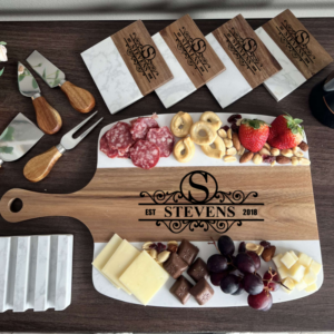 Personalized 5pc Serving Set and Coaster Bundle