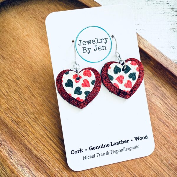 Heart Earrings: Queen of Hearts & Red Crackle