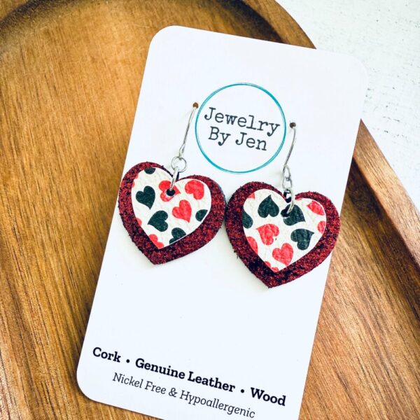 Heart Earrings: Queen of Hearts & Red Crackle