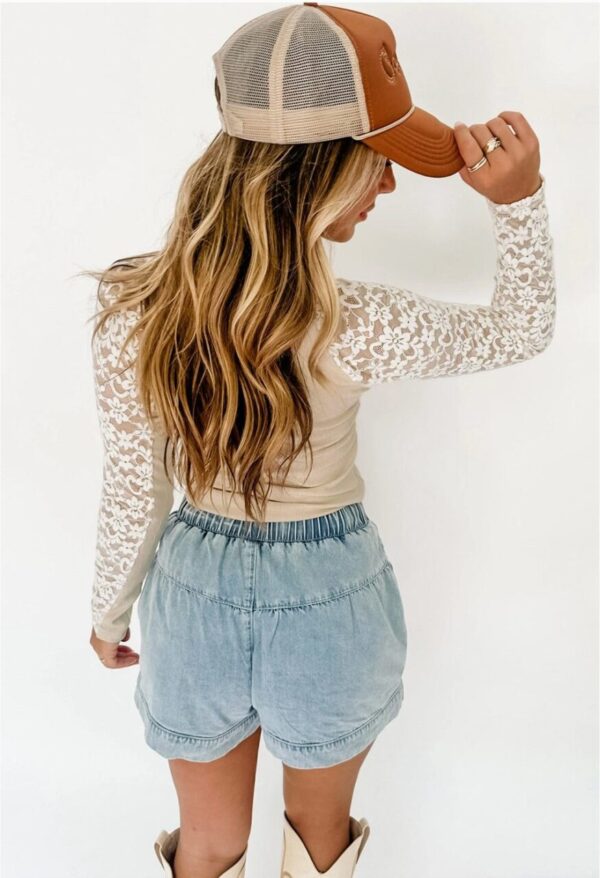 Beige Floral Lace Long Sleeve