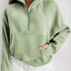 Quarter Zip Up – Smoke Green