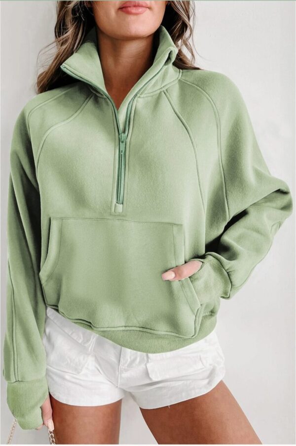 Quarter Zip Up – Smoke Green