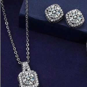 16″ Square CZ Necklace & Earring Set